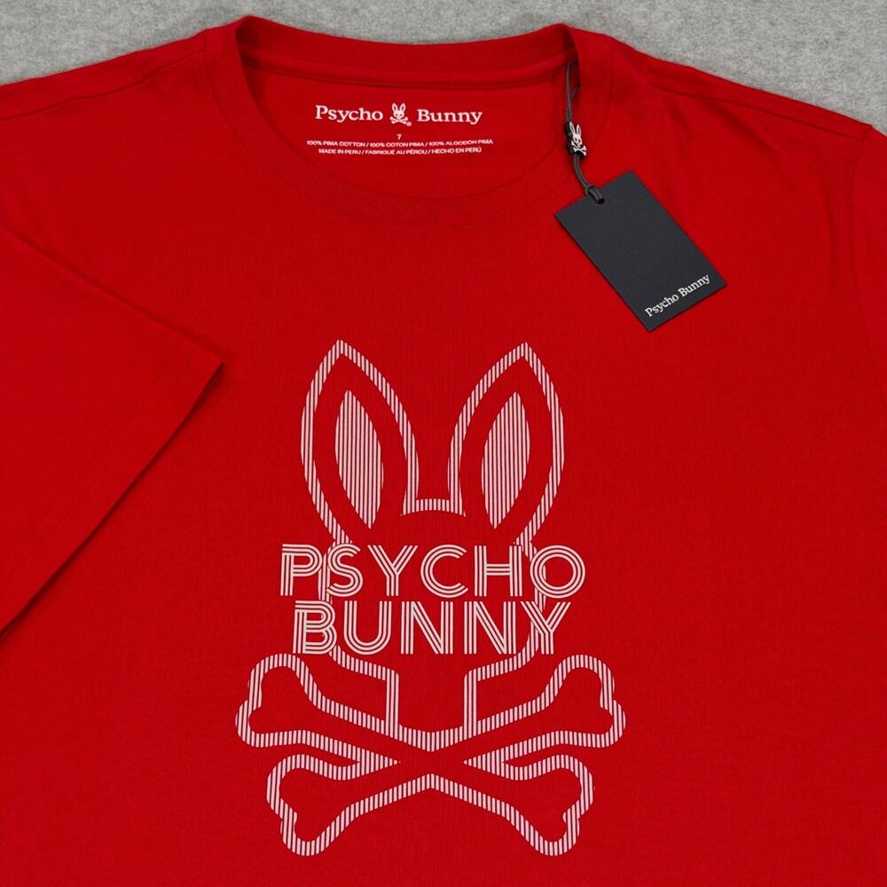 Psycho Bunny Mens Dumont Graphic T-Shirt Brilliant Red Size 7 XL Pima Cotton NWT